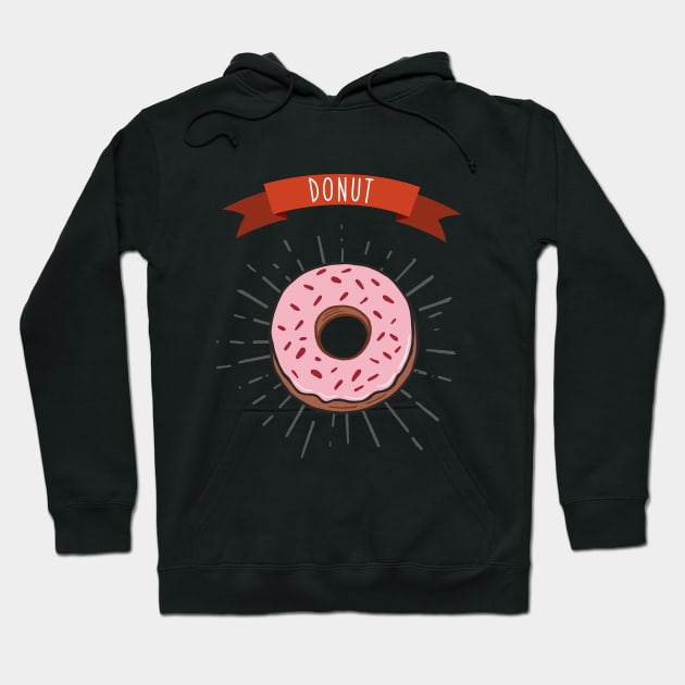 Donut color vintage illustration. Drawing in cartoon style. Food illustration Hoodie by Var Space